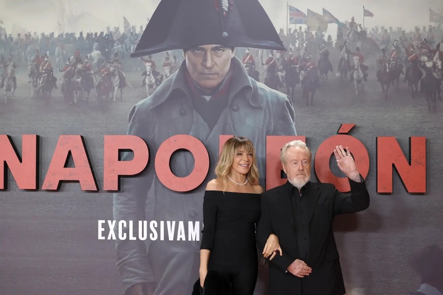 The international blockbuster “Napoleon”, here at the presentation in Madrid by director Ridley Scott and his wife and producer Giannina Facio.