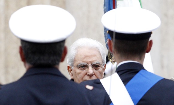 Newly elected Italian President Sergio Mattarella, center, leaves at the end of his swearing-in ceremony at the Lower Chamber in Rome, Tuesday, Feb. 3, 2015. Italy&#039;s new president, Sergio Mattare ...