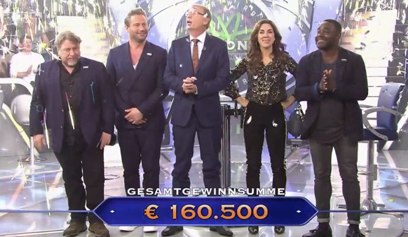 Armin Rohde, Sasha, Quizmaster Jauch, Judith Williams, Nelson Müller: Die Promis spielten insgesamt 160'500 Euro ein.