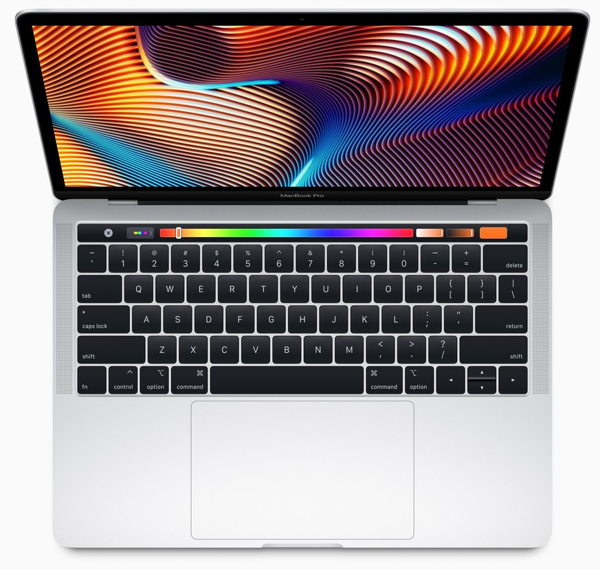 Das 13-Zoll-Macbook-Pro mit Touch-Screen-Leiste oberhalb der Tastatur.