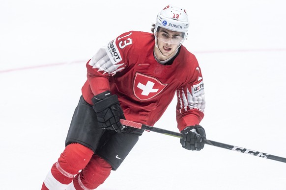 Switzerland&#039;s Nico Hischier during the game between Switzerland and Russia, at the IIHF 2019 World Ice Hockey Championships, at the Ondrej Nepela Arena in Bratislava, Slovakia, on Sunday, May 19, ...