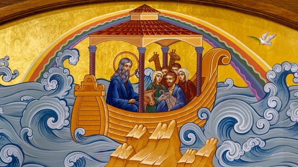 Darstellung der Arche Noah, aufgenommen in der Kirche St.Elija in Secovska Polianka, Slowakei.