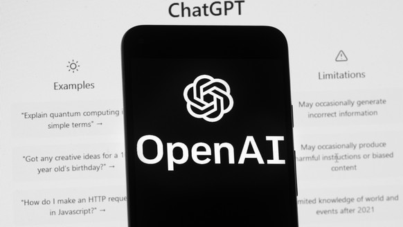 FILE - The OpenAI logo is seen on a mobile phone in front of a computer screen displaying the ChatGPT home screen, March 17, 2023, in Boston. Chinese police said they recently detained a ChatGPT user  ...