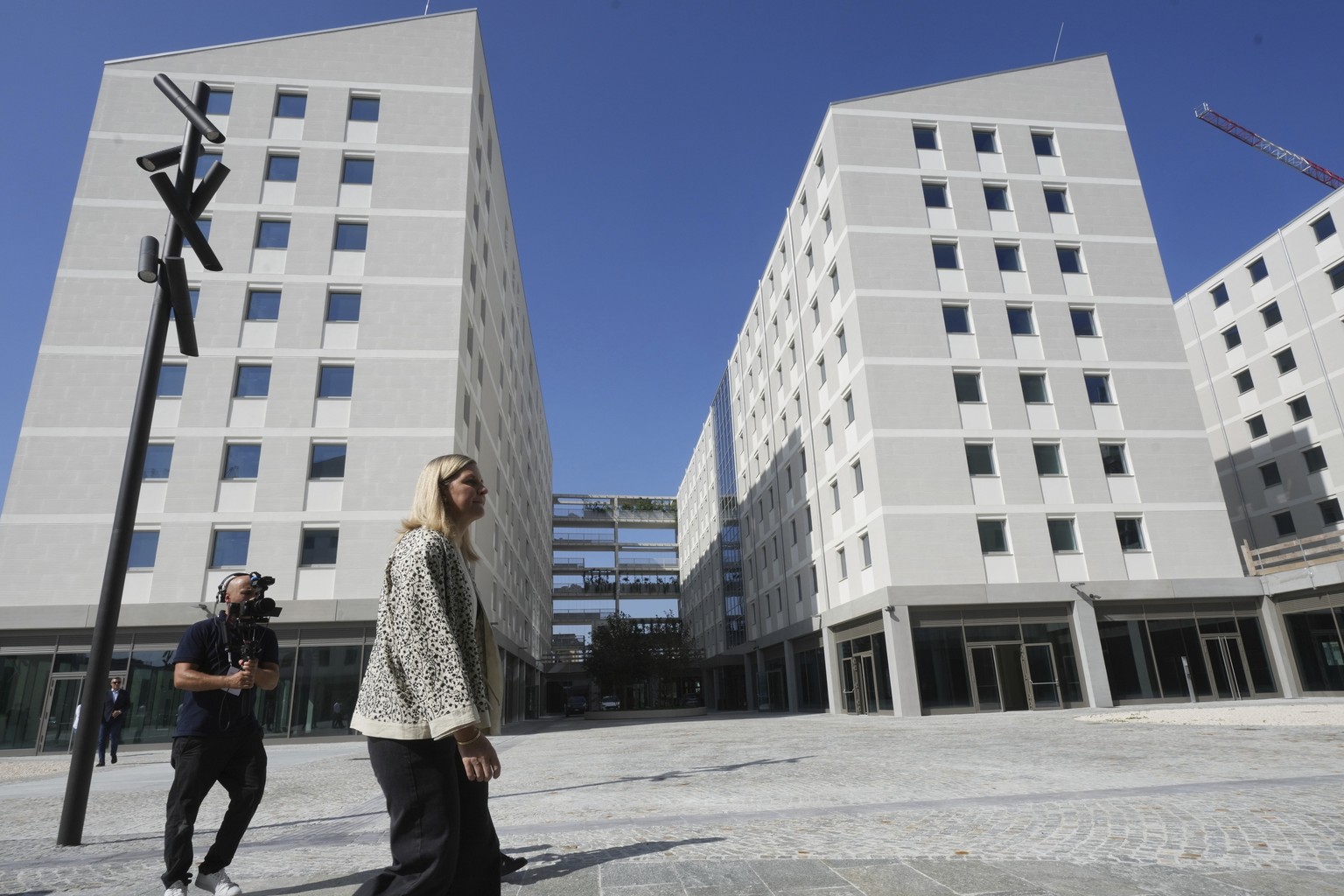 Executive Board and the IOC President Kirsty Coventry visits the Olympic and Paralympic Village in Milan, Italy, Thursday, Sept. 18, 2025. (AP Photo/Antonio Calanni)
Italy 2026 Milan Cortina Winter Ol ...