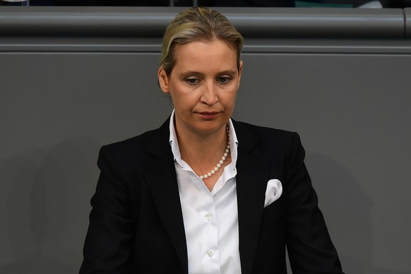epa09138709 Alternative for Germany party (AfD) faction co-chairwoman in the German parliament Bundestag and deputy chairwoman Alice Weidel speaks during a session of the German parliament Bundestag i ...