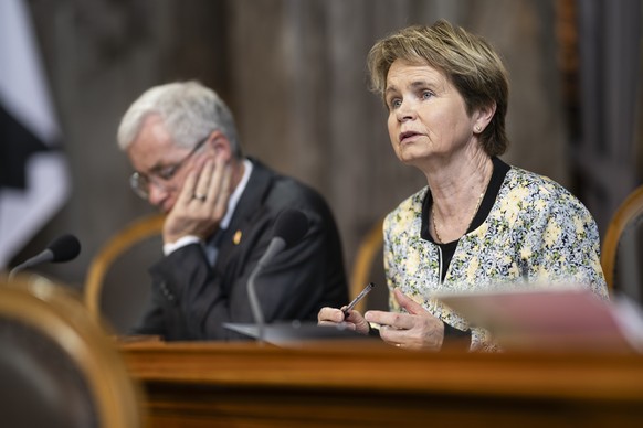 Brigitte Haeberli-Koller, Mitte-TG, spricht zur Finanzierung der Armee, an der Sommersession der Eidgenoessischen Raete, am Montag, 3. Juni 2024 im Staenderat in Bern. (KEYSTONE/Alessandro della Valle ...