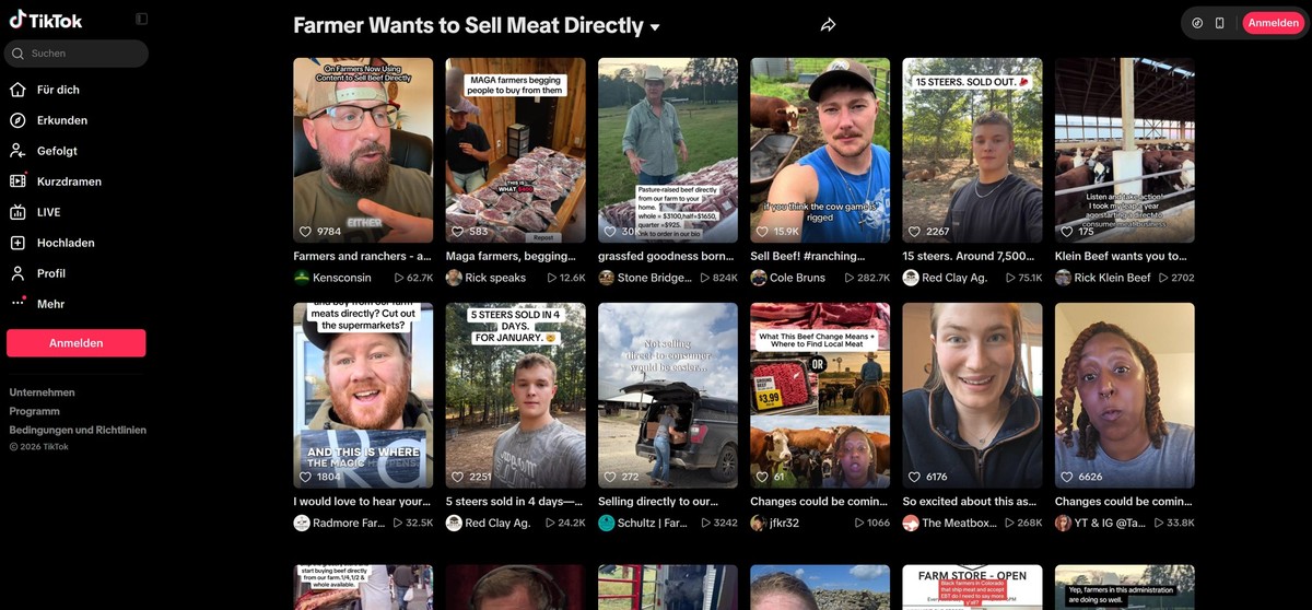 Bauern bieten ihr Fleisch direkt über Social Media an.