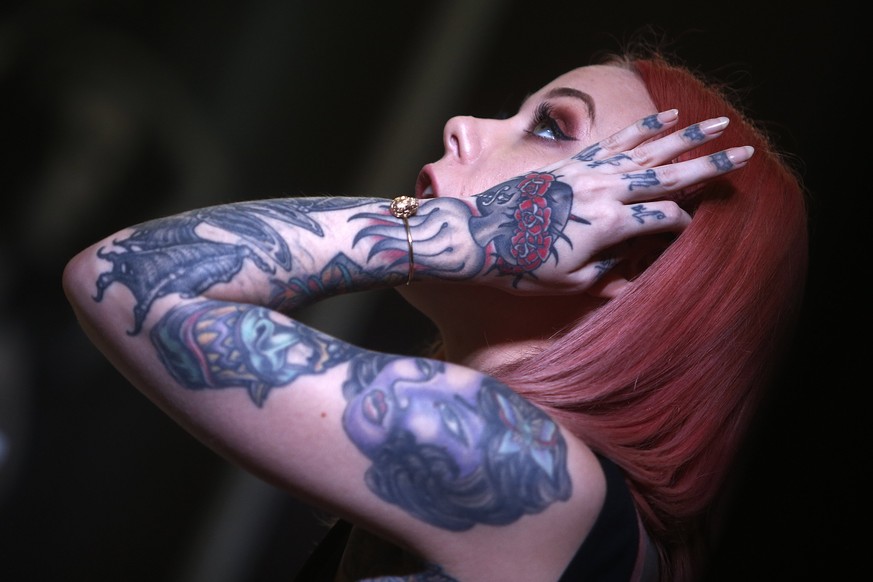 epa05815426 US TV personality and tattoo artist Megan Massacre participates in the third festival Shield Summer Ink 2017 in Valparaiso, Chile, 25 February 2017. EPA/MARIO RUIZ