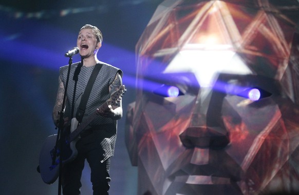 O.Torvald from Ukraine perform the song &quot;Time&quot; during rehearsals for the Eurovision Song Contest, in Kiev, Ukraine, Wednesday, May 10, 2017. The final of The Eurovision Song Contest 2017 wil ...