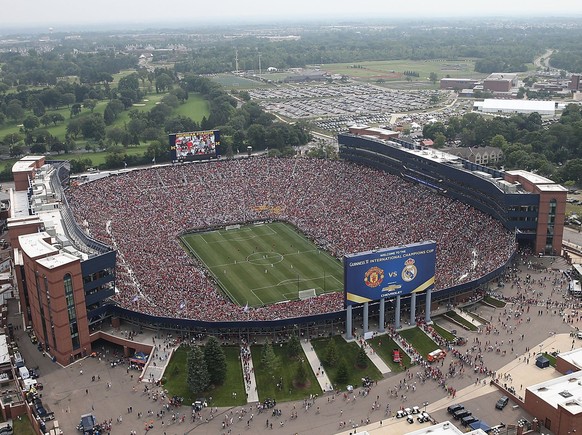Das Michigan Stadium in Ann Arbor beim Freundschaftsspiel zwischen Manchester United und Real Madrid.