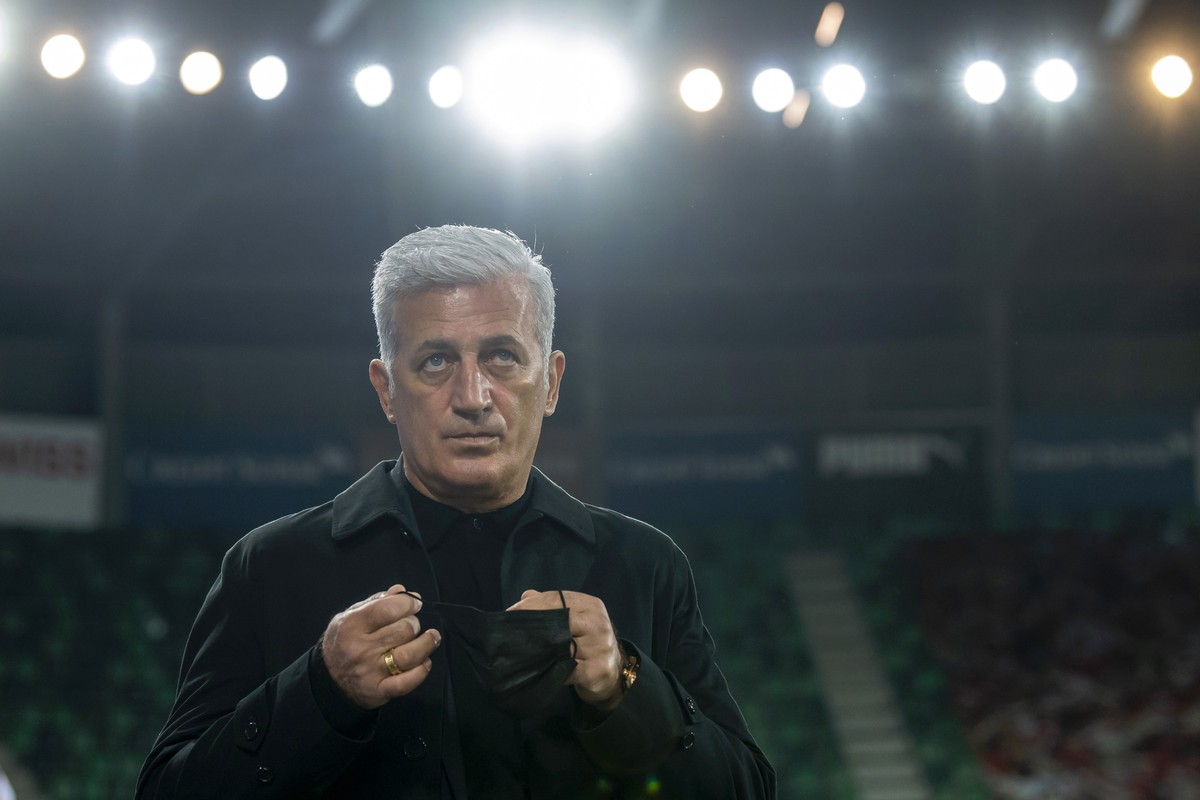 Switzerland's head coach Vladimir Petkovic before a friendly soccer match between Switzerland and Finland, at the Kybunpark stadium in St. Gallen, Switzerland, Wednesday, March 31, 2021. (KEYSTON ...