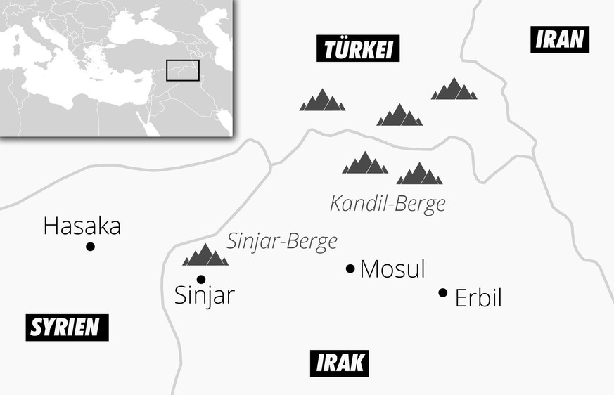 Grafik Karte Türkei, Syrien, Irak und Iran