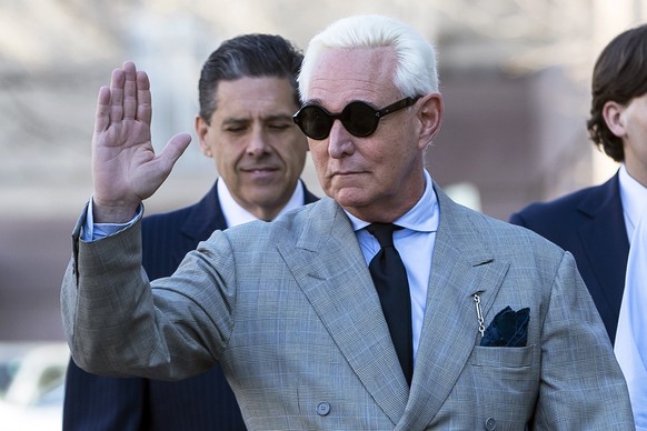epa08212038 (FILE) - Roger Stone, a longtime political advisor to US President Donald J. Trump, arrives for a hearing at the DC Federal District Court in Washington, DC, USA, 14 March 2019 (Reissued 1 ...