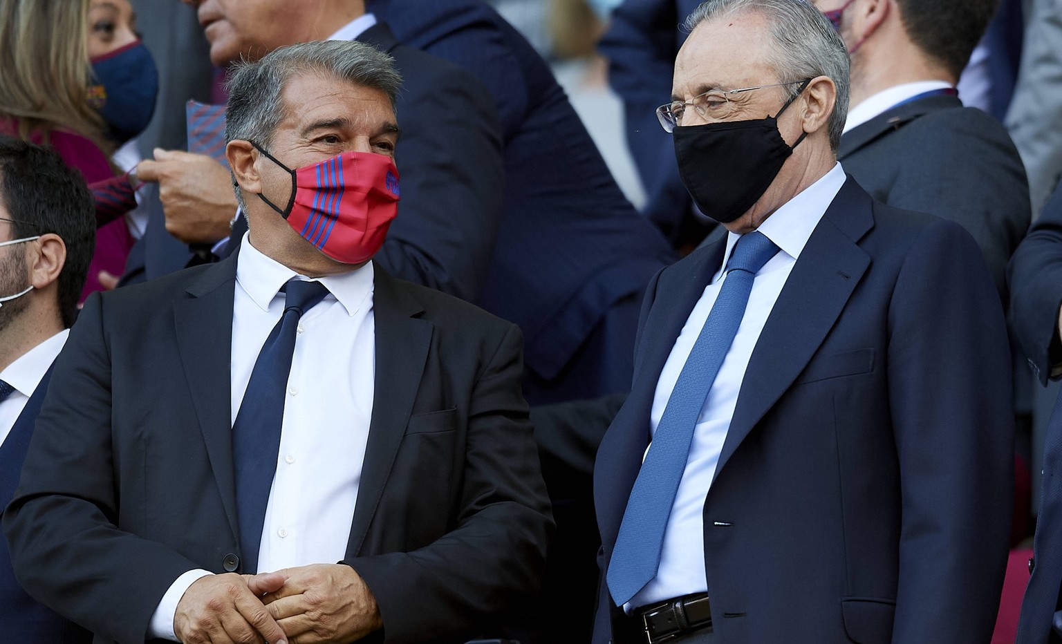 FC Barcelona, Barca v Real Madrid CF - La Liga Santander Barcelona president Joan Laporta and Real Madrid president Florentino Perez during the La Liga Santander match between FC Barcelona and Real Ma ...