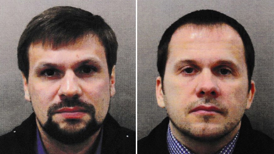 epa06998302 An undated combo handout photo made available by the British London Metropolitan Police (MPS) showing Alexander Petrov (R) and Ruslan Boshirov (L). The MPS reported on 05 September 2018 th ...