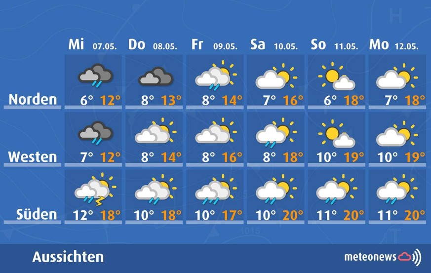 So wird das Wetter Anfang und Mitte Mai 2025.