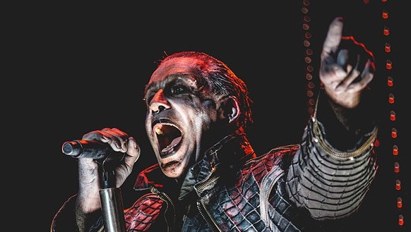 The singer Till Lindemann in concert with the Rammstein at the heavy metal music festival Gods Of Metal staged at the Autodromo Nazionale Monza. Monza, Italy. 2nd June 2016 (Photo by Francesco Castald ...