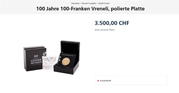 Die Münze war sofort ausverkauft.