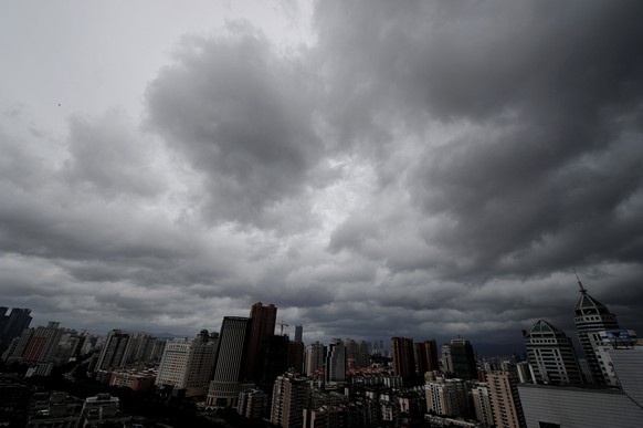 Clouds hover above the city as Typhoon Meranti approaches southeastern China, in Xiamen, Fujian province, China, September 14, 2016. Picture taken September 14, 2016. REUTERS/Stringer ATTENTION EDITOR ...