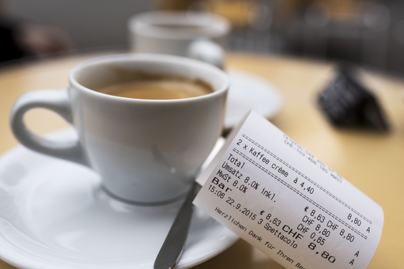 ARCHIVE - FOR THE WINTER SESSION 2019 ON THE SUBJECT OF VAT WE OFFER YOU THE FOLLOWING IMAGES - The price and value added VAT on a receipt for the consumption of a coffee, ...