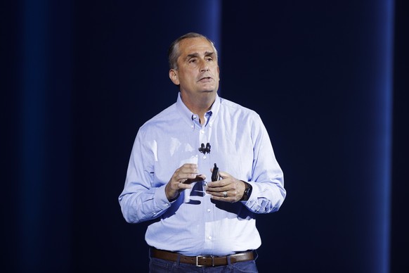 Intel CEO Brian Krzanich delivers a keynote speech at CES International on Monday, Jan. 8, 2018, in Las Vegas. (AP Photo/Jae C. Hong)