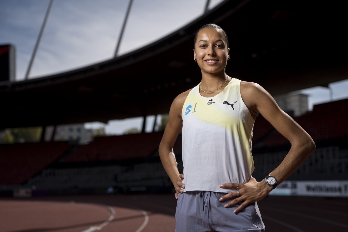 Audrey Werro of Switzerland poses for a portrait during a media meeting ahead of the Diamond League meeting Weltklasse Zurich in the stadium Letzigrund in Zurich, Switzerland on Wednesday, 26. August  ...