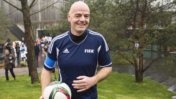 epa05187392 New FIFA President Gianni Infantino of Switzerland attends a friendly soccer match at the Home of FIFA in Zurich, Switzerland, 29 February 2016. Infantino has been elected as new FIFA Pres ...