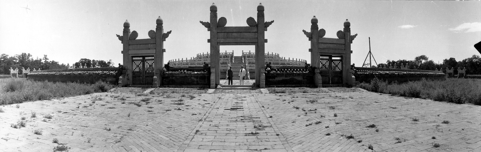 This general view shows the steps leading to the Altar of Heaven, encircled in a decorative railing sculptured in pure white marble, in Peking, China, on June 17, 1935. (AP Photo)