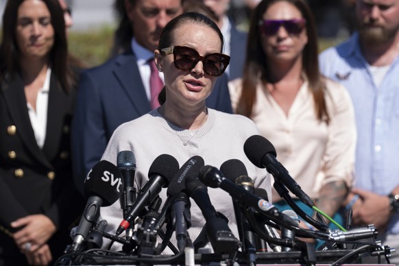 Chauntae Davies speaks during a news conference at the U.S. Capitol, Wednesday, Sept. 3, 2025, in Washington. (AP Photo/Jose Luis Magana)
Chauntae Davies