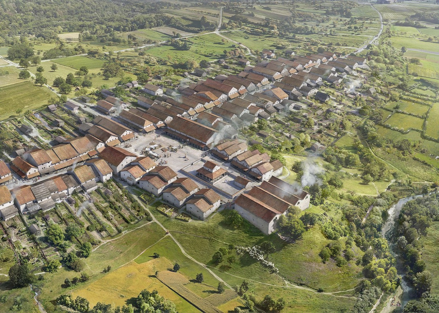 For example, the small Roman city of Vitudurum could have existed in the first quarter of the 2nd century AD.  have looked.  https://www.zh.ch/de/news-uebersicht/medienmitteilungen/2022/05/ein-blick-in-die-hinterhoefe- ...