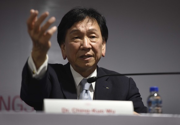 India: AIBA President Dr Ching Kuo-Wu Addresses A Press Conference NEW DELHI, INDIA - MARCH 1: International Boxing Association (AIBA) President Dr Ching Kuo-Wu during a press conference about the new ...