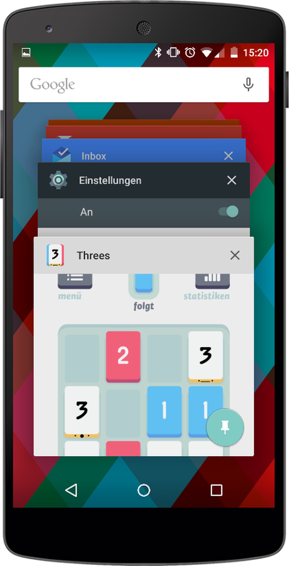 Ein Klick auf das Nadelsymbol und man kommt ohne Passwort nicht mehr aus der betreffenden App heraus.