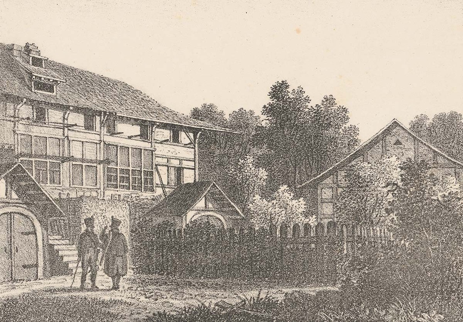 Das Haus der Familie Peter in Wildensbuch, Druckgrafik, 1823.
https://www.e-rara.ch/zuz/content/titleinfo/19094848