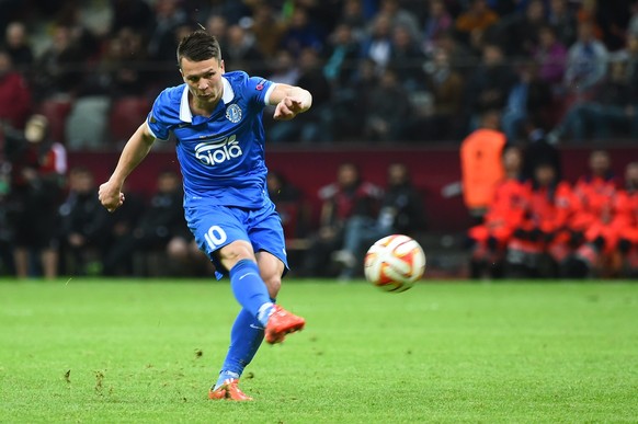 epa04771327 Dnipro&#039;s Yevhen Konoplyanka in action during the UEFA Europa League final between FC Dnipro Dnipropetrovsk and Sevilla FC at the National Stadium in Warsaw, Poland, 27 May 2015. EPA/J ...