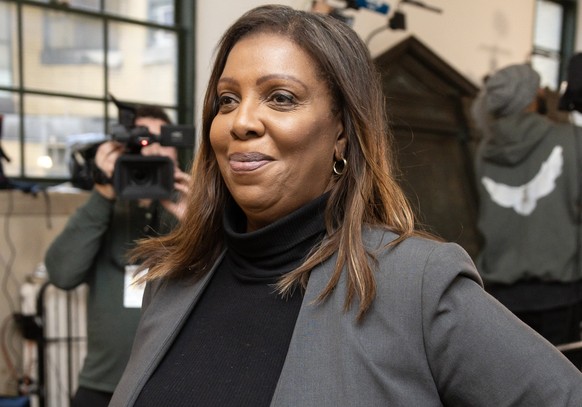 epa10953437 New York Attorney General Letitia James leaves court after Donald Trump Jr.  (not in photo), son of former US President Donald J. Trump, was called as a witness about the ongoing civil war.