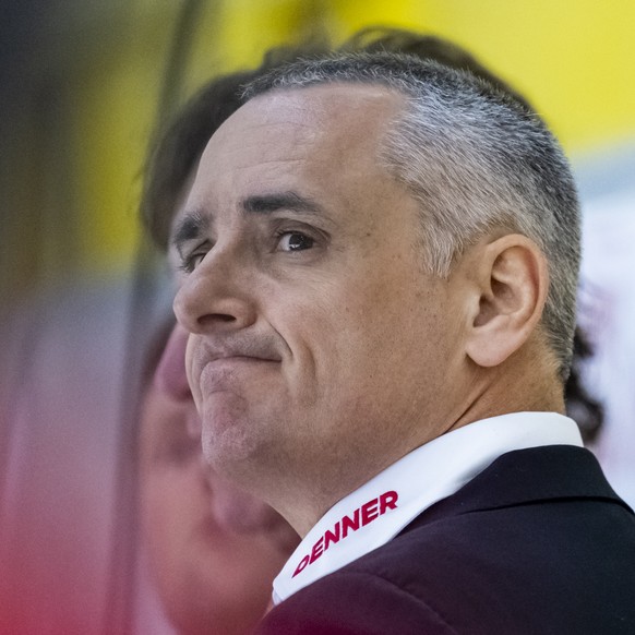Newly promoted Swiss Head Coach Jan Cadieux looks on during his first match as Head Coach of the national team, a friedly ice hockey match between Slovakia and Switzerland in Topolcany, Slovakia. (KEY ...