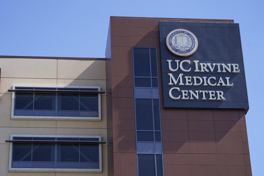 The University of California Irvine Medical Center is seen in Orange, Calif., Saturday, Oct. 16, 2021. A spokesman says former president Bill Clinton will spend one more night at the hospital where he ...