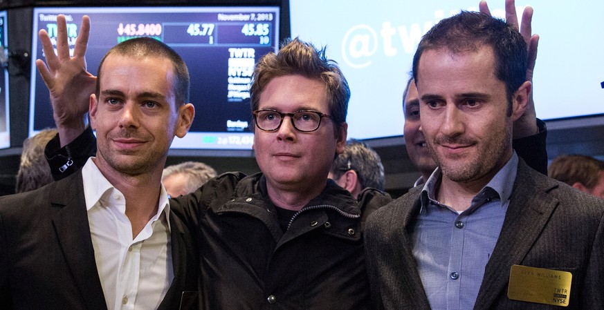 Was für eine Truppe! Die Twitter-Gründer&nbsp;Jack Dorsey, Biz Stone und Evan Williams (von links) im November 2013.