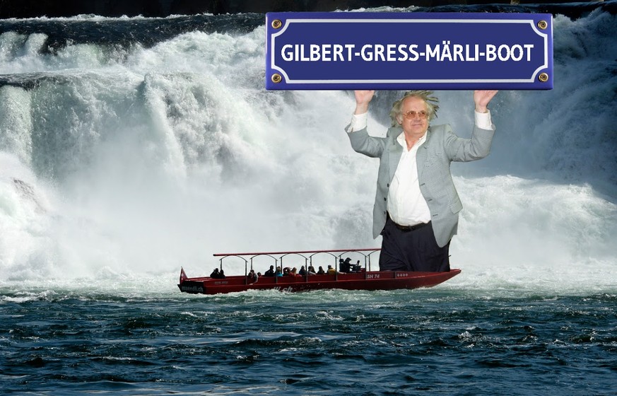 Fährt jede Stunde vor dem Rheinfall in Schaffhausen: Das Gilbert-Gress-Märli-Boot.