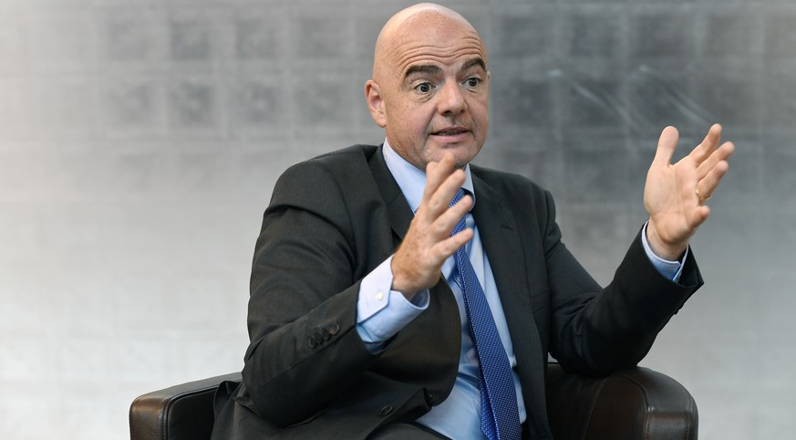 FIFA President Gianni Infantino speaks during an interview on the occasion of the &quot;World Summit on Ethics and Leadership in Sports&quot; at the Home of FIFA in Zurich, Switzerland, Friday, 16, Se ...