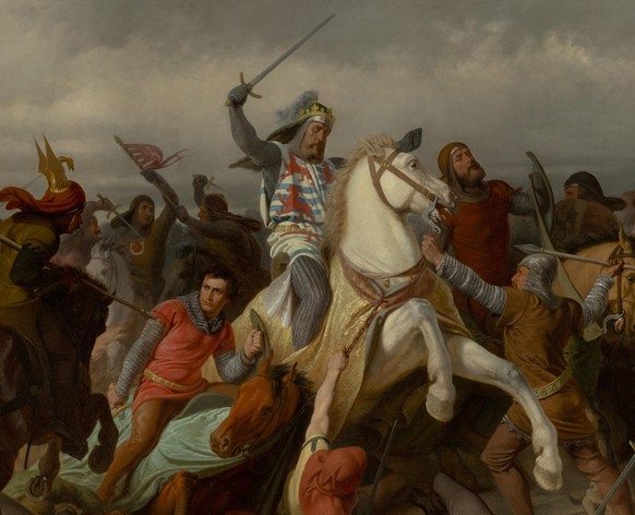 VIKTOR BARVITIUS. John of Bohemia in the Battle of Crécy. Credit: Album / Fine Art Images