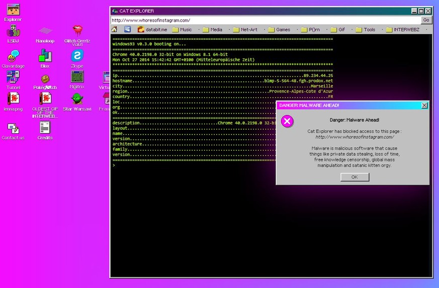 Malware sei eine bösartige Software, die unter anderem für den Verlust von Zeit sowie satanische Kätzchen-Orgien verantwortlich sei.