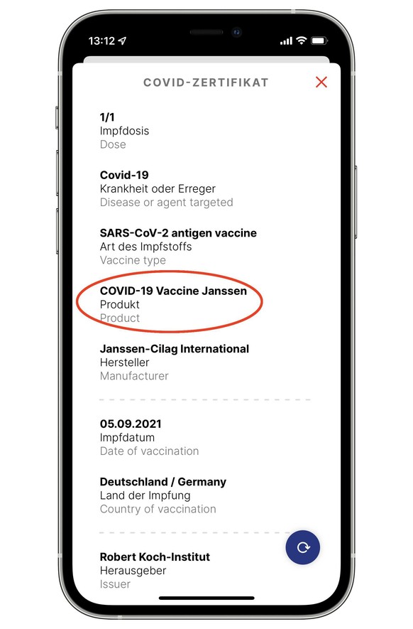 Der angeblich verimpfte Impfstoff: Janssen.