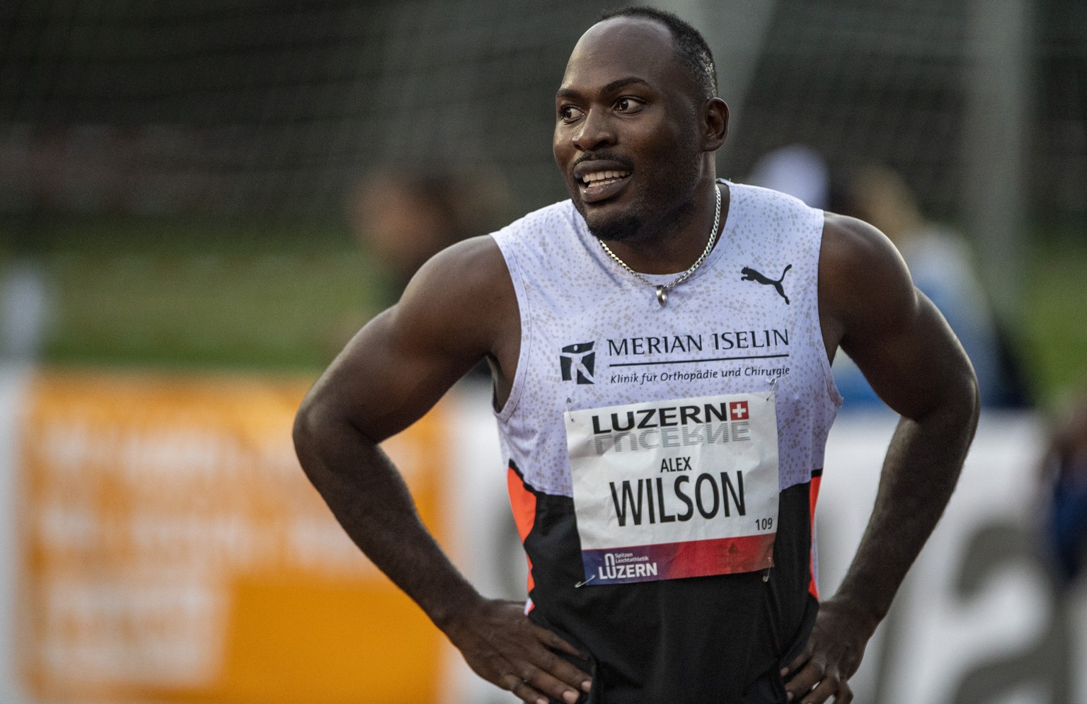 DAS CAS SCHLIESST ALEX WILSON VON OLYMPISCHEN SPIELEN AUS, STELLEN WIR IHNEN FOLGENDES BILD ZU VERFUEGUNG - Alex Wilson from Switzerland during the Men 100m race at the International Athletics Meeting ...