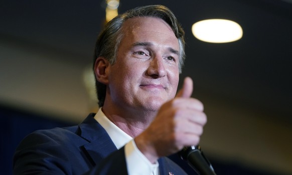 Virginia Gov.-elect Glenn Youngkin speaks at an election night party in Chantilly, Va., early Wednesday, Nov. 3, 2021, after he defeated Democrat Terry McAuliffe. (AP Photo/Andrew Harnik)
Glenn Youngk ...