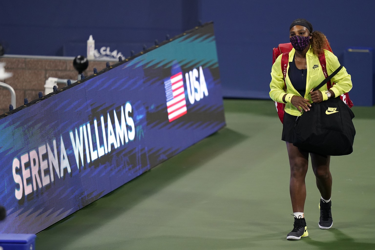 FILE - In this Aug. 25, 2020, file photo, Serena Williams arrives for her match with Maria Sakkari, of Greece, during the third round at the Western &amp; Southern Open tennis tournament in New York.  ...