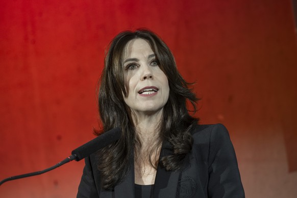 Susanne Wille, general Director SSR, during the public meeting The Hidden Cost of Cutting the TV License Fee: Pros and Cons of the 200 Francs Are Enough! Initiative in Lugano, Switzerland, Saturday, ...