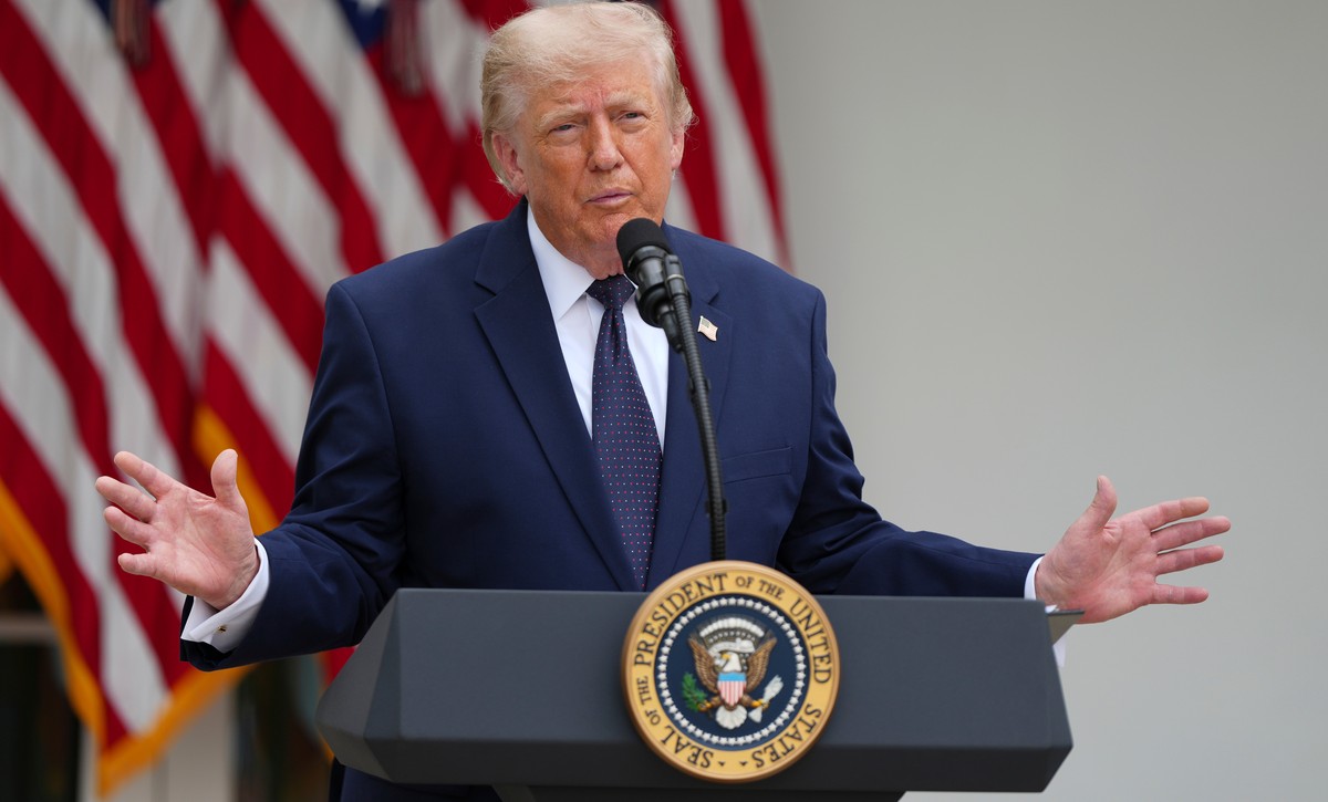 President Donald Trump speaks at a lunch in the White House Rose Garden, Monday, July 6, 2026, in Washington. (AP Photo/Julia Demaree Nikhinson)
Trump