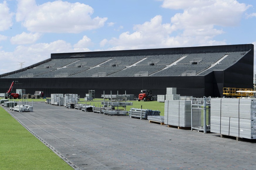 August 22, 2026, Spain, Community Of Madrid, Spain: Construction and assembly work advances at a rapid pace on the colossal Parque Macondo project at the Iberdrola Music venue in the Villaverde distri ...