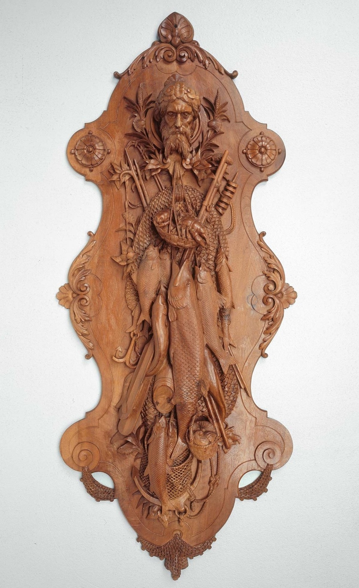 Darstellung der Fischerei: Relief entworfen von Hans Kienholz, um 1900.